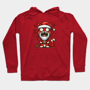 Crazy screaming Santa cat Hoodie